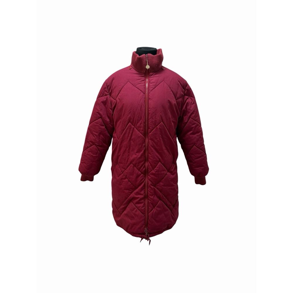 Vintage Women’s Aspen Burgundy Long Maxi Puffy Coat Large Made in Hong Kong